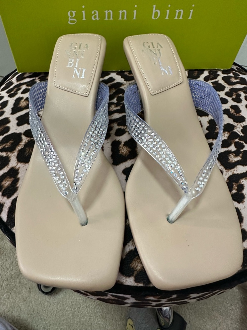 Never Worn Gianni Bini Nude Crystal-Embellished Thong Sandals size 7.5
